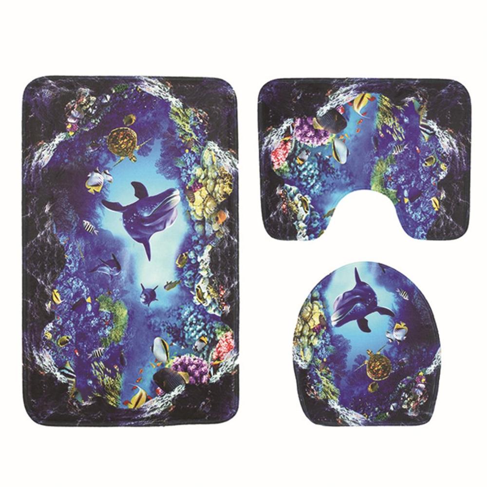 3 stuks/set badmatten badkamer toilet deksel afdekking sets antislip flanel keuken badmat tapijt toiletmatten onderlegger badkameraccessoires: Stijl 39