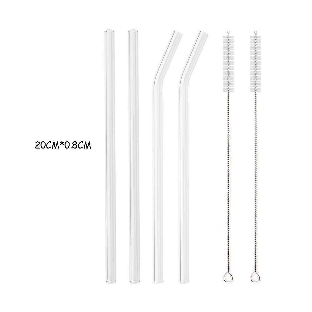 High Borosilicate Reusable Glass Straw Eco Friendly Drinking Straw Set for Smoothies Cocktails Bar Accessories Straws with Brush: 4Pcs Mix