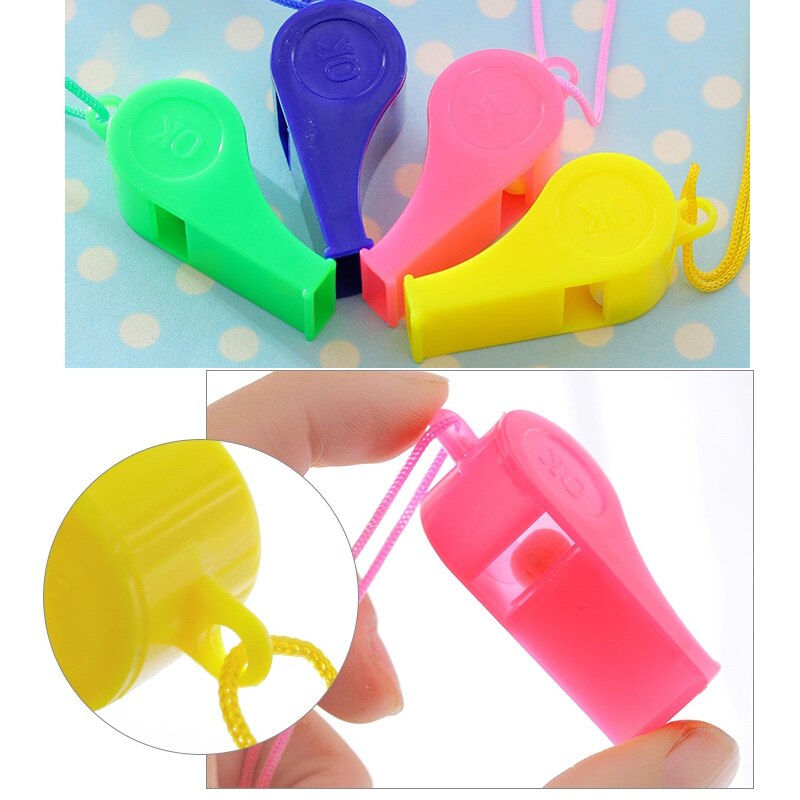 Silbatos de plástico con cordón para supervivencia, 12 uds., árbitro deportivo para escuela, acampada, XD88