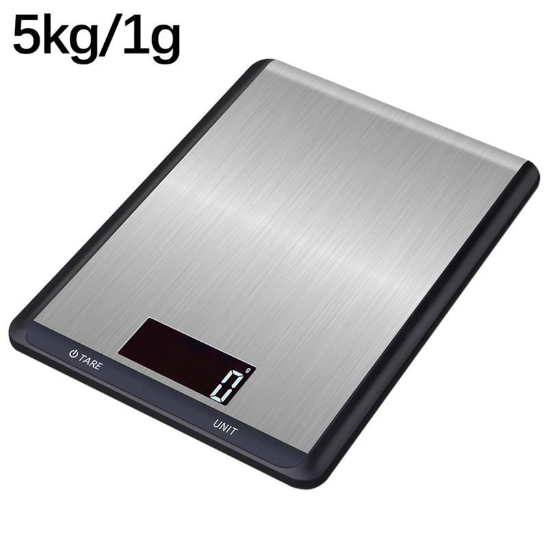 Digital Kitchen Food Scale Electronic Balance Stainless Steel Multifunction Measuring Weight Tool LCD Electronic Gram Scale: 1g-5kg