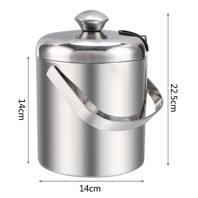 Goalone 1.3l ishink i rostfritt stål bärbar dubbelväggisolerad hink med lock istång hotellchampagne dryckeshink