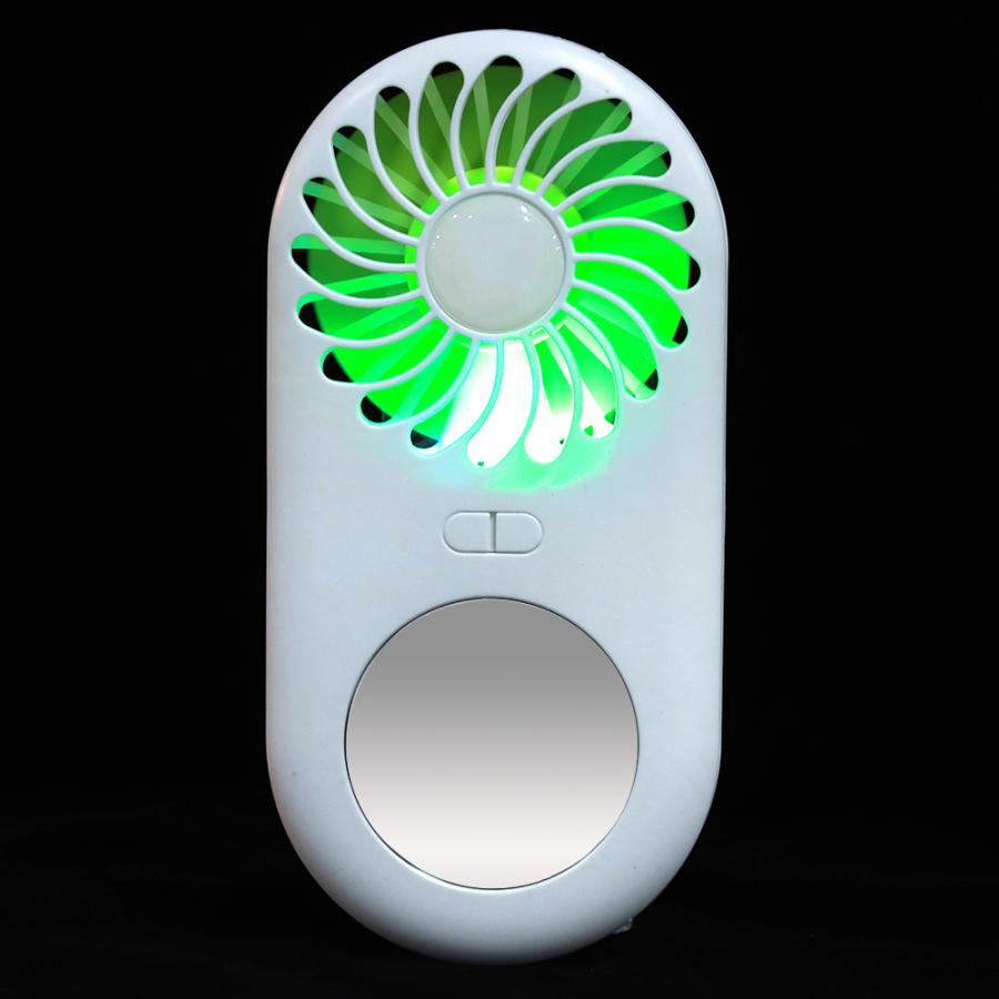 Portable Hand-Held Electric Fan USB Rechargeable Cooling Fan 3-speed wind speed adjustment with Mini Cosmetic Mirror