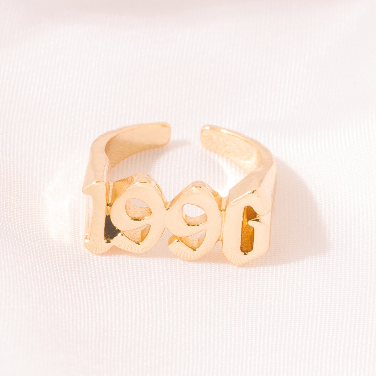 Year Number Ring for Women Stainless Steel Ring Simple Gold Rings Female Number Rings Best Friend Jewelry: 1996