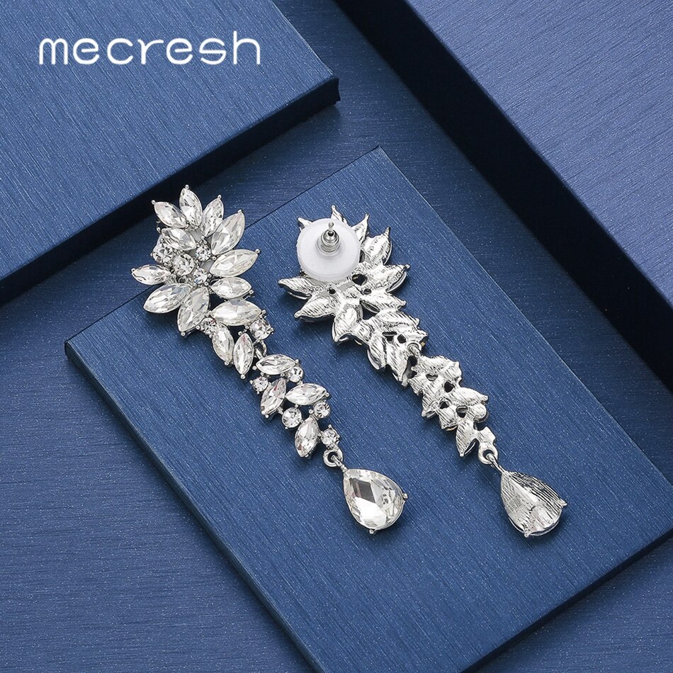 Mecresh Color Horse Eye Shape Wedding Jewelry Sets Leaf Cluster Bridal Earrings Bracelet Sets for Women EH1566+SL046