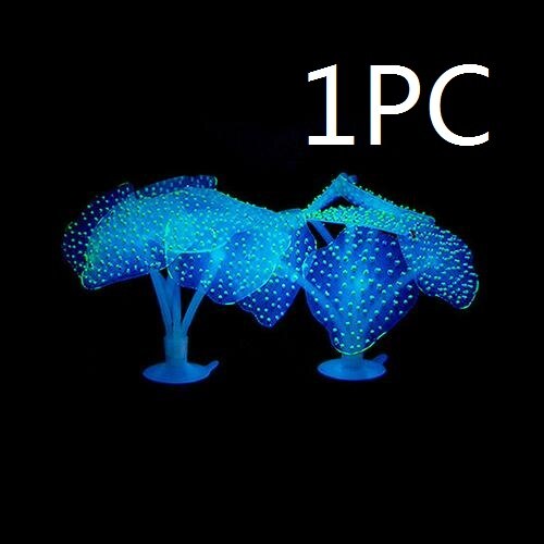 1PC meduse fluorescenti artificiali acquario pesce carro armato decorazione corallo piante acquatiche abbellimento sei bellissimi colori: blu 1pezzi