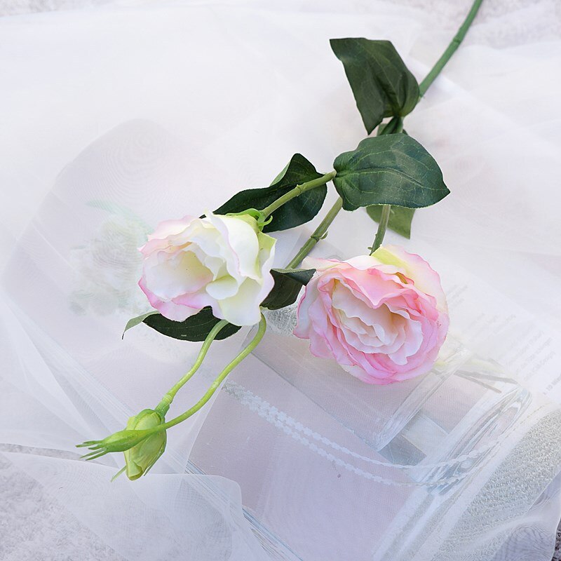 Hvid lisianthus kunstige silke blomster hjemme bord indretning fotografering blomster blomsterartikler: Lyserød