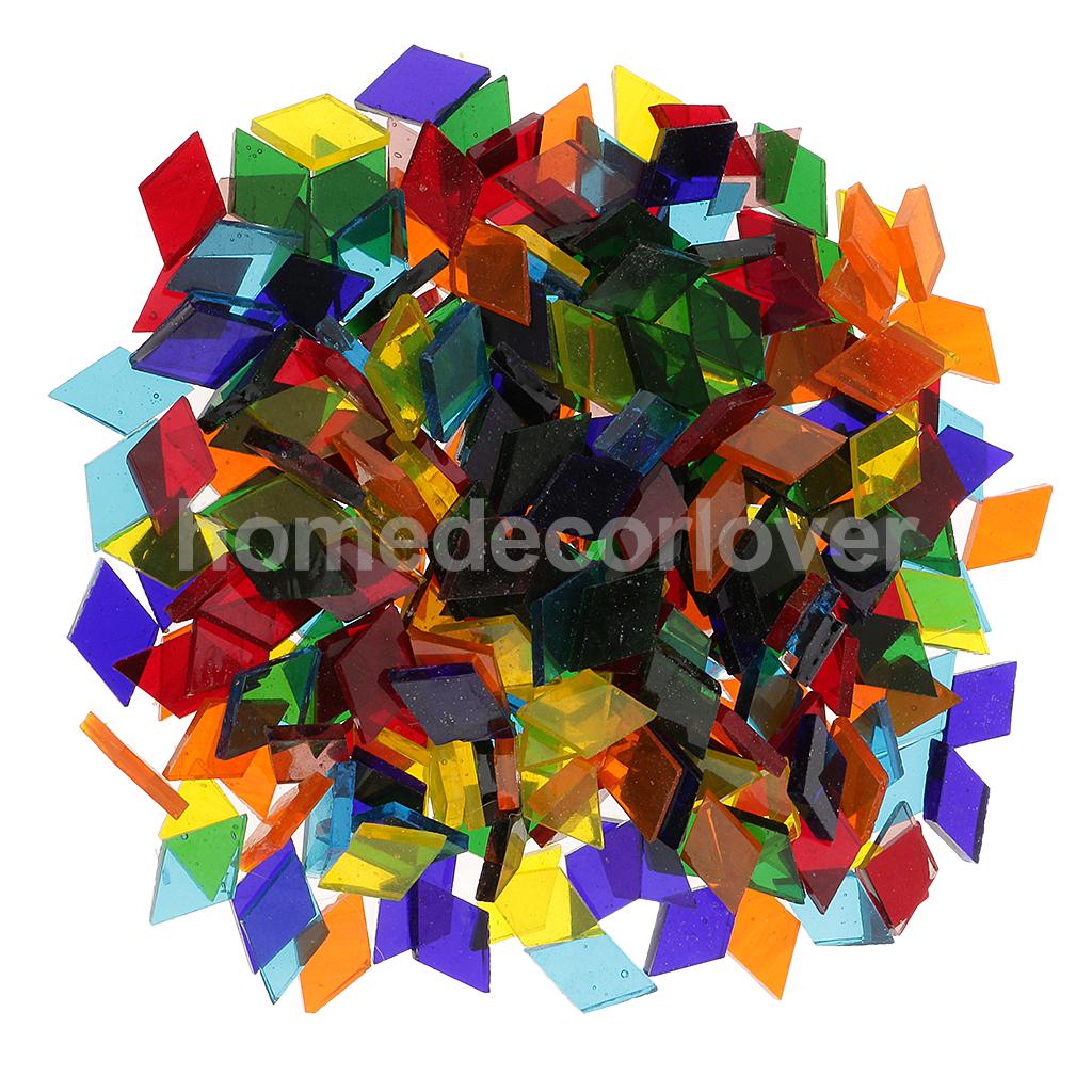 250 stykker assorterede farver klare glasstykker mosaik gør fliser tessera til puslespil kunst håndværk tilbehør: Rombe