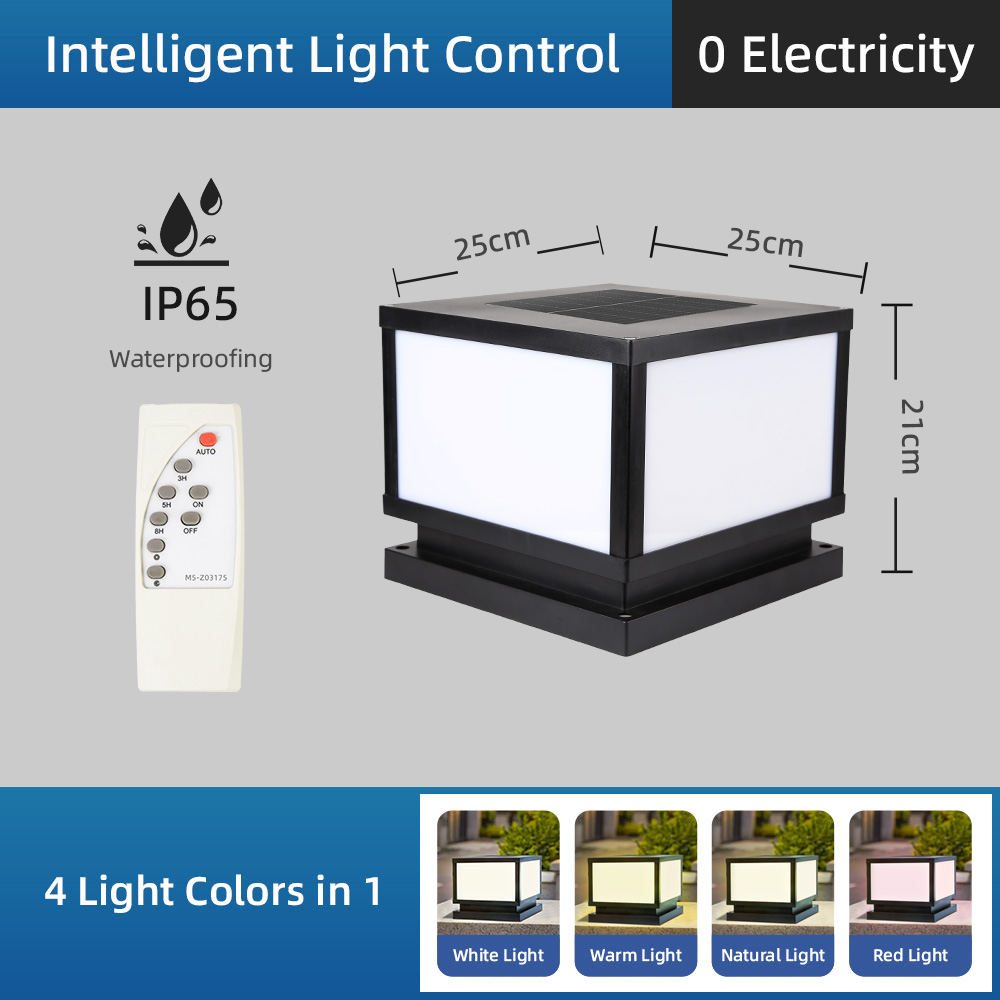 Luces LED solares para valla con Control remoto, 4 colores, lámparas solares impermeables para exteriores, luz Solar para porche y jardín, luz Solar de Pilar LED: orange
