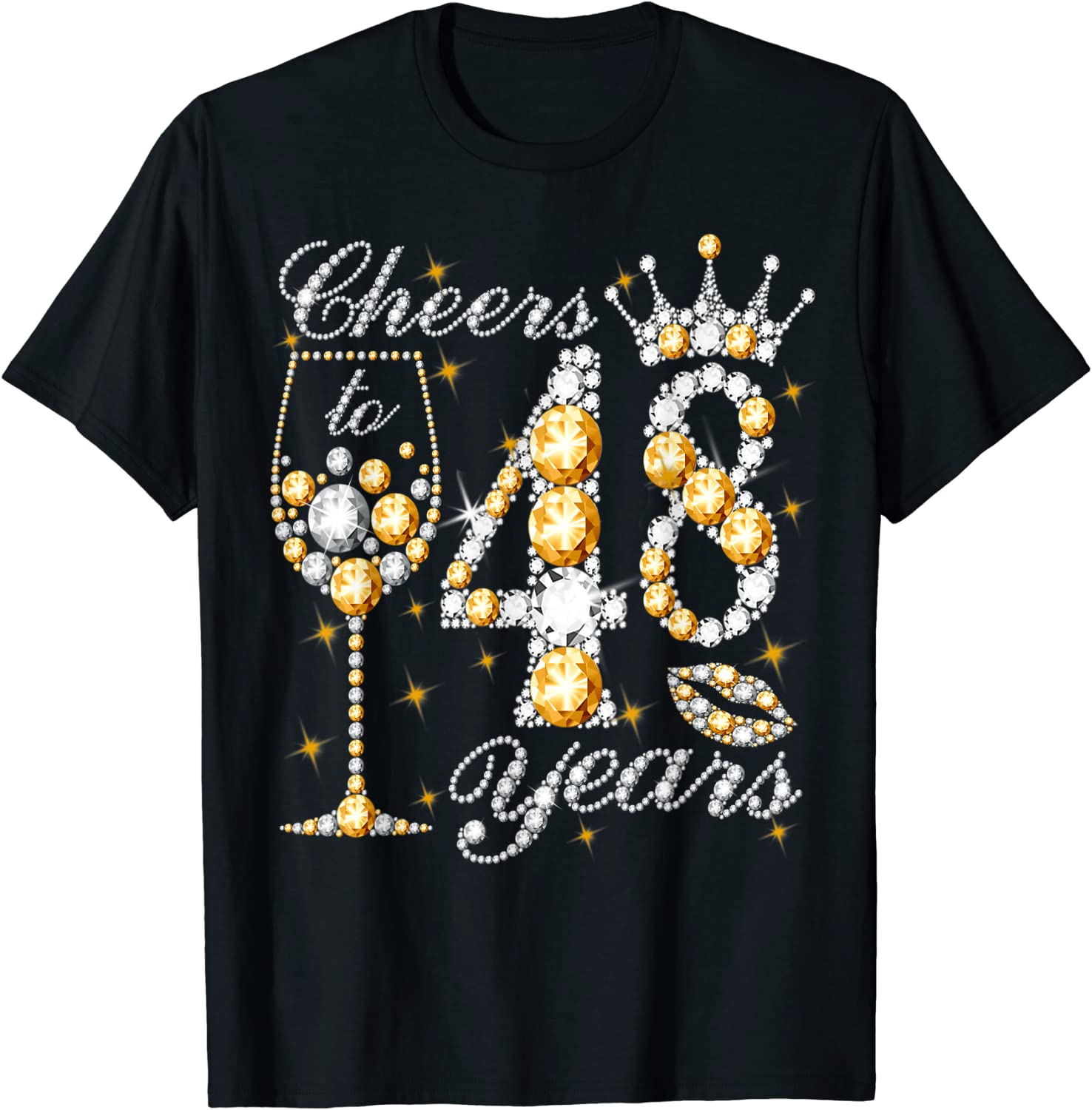 Proost Op 48 Jaar Oud Gelukkig 48th Verjaardag Koningin Drinken Wijn T-shirt Moederdag Vrouw Mama Gezegden Citaat grafische Tee Tops