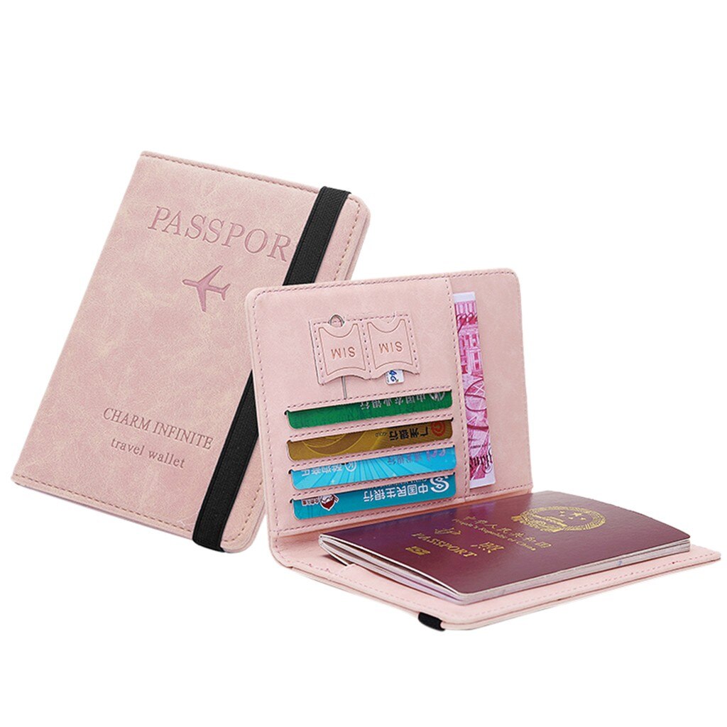 neutral Multi-Zweck Reisen Reisepass Brieftasche Tri-falten dokumentieren Organizer Halter Karte Fall Kredit Karte Halter #p30: Rosa