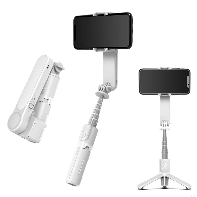 K32C Anti Shake Gimbal Stabilizer for Smartphone Vlog Live Video with Fill Light: WHITE