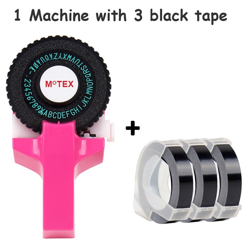 1 st himmelsblå motex  e101 bärbar etikettskrivare kompatibel för 9mm dymo 3d embossing tejp skrivare prägling etikettmaskin: Rosa etikettskrivare