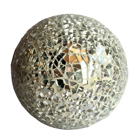 ! 4 tommer glasmosaik knæk boldekorationer, sølv/guld/ravfarve, usd 9.99/ stk: Sølv