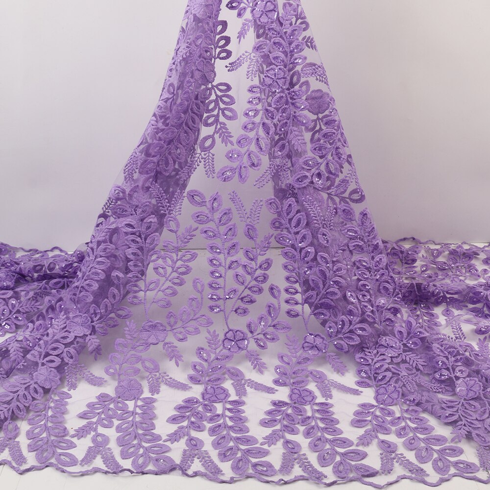 French Lace Fabric Bridal African Lace Fabric Sequins Milk Silk Lace Material For Party Sewing YA3812B-4: Picture 4