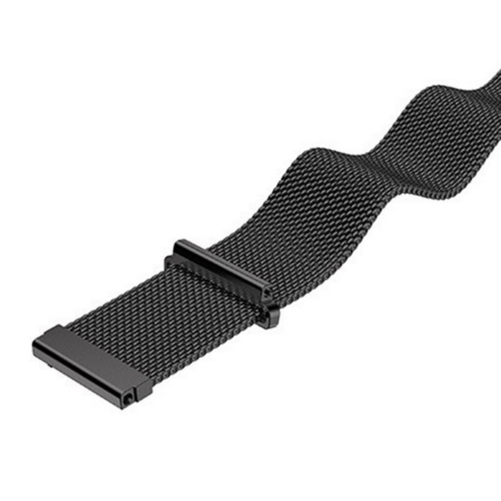 Magnetisk lukning urrem mesh rustfrit stål bælte metal urrem sort: 22mm
