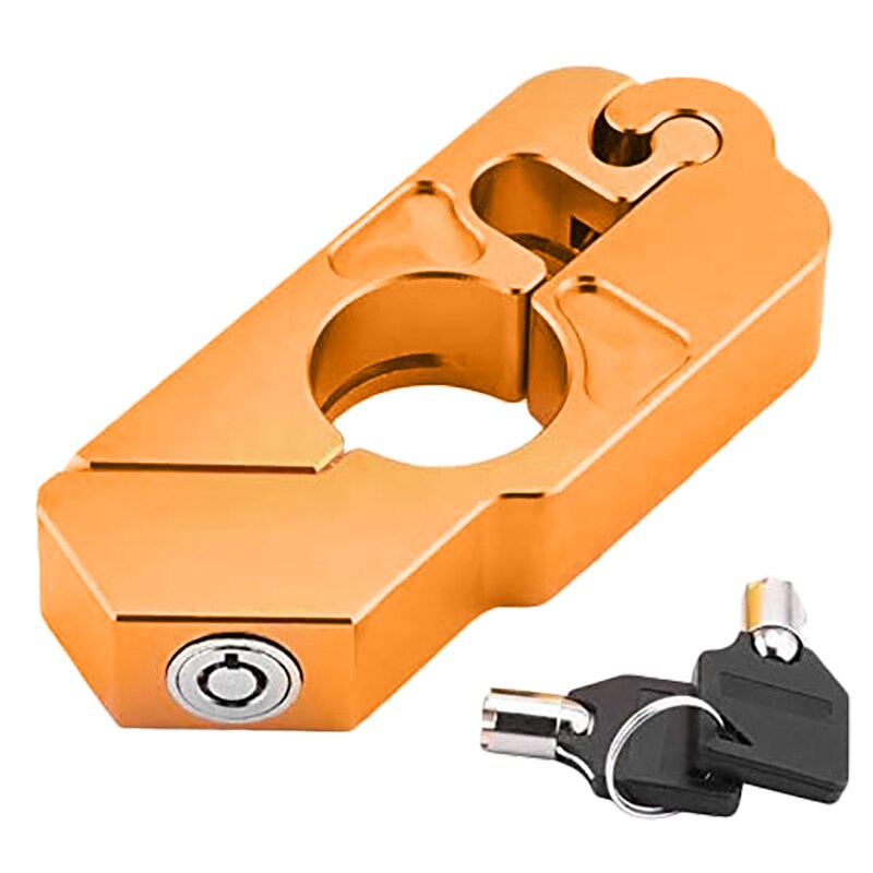 Universal Motorcycle Lock CNC Motorcycle Handle Throttle Grip Security Lock Golden with 2 Keys