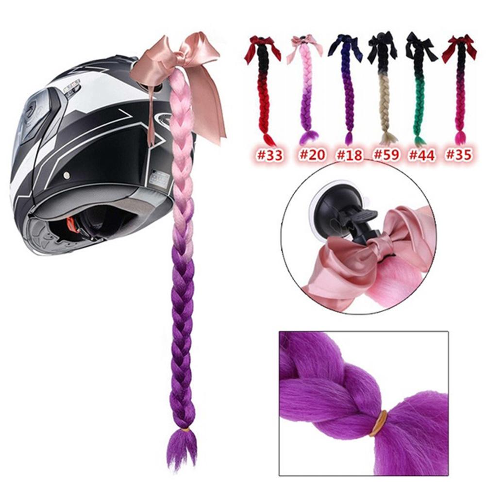 Casque de moto, accessoires de moto, queue de cheval, visage complet, dégradé torsadé, décor de queue de cheval