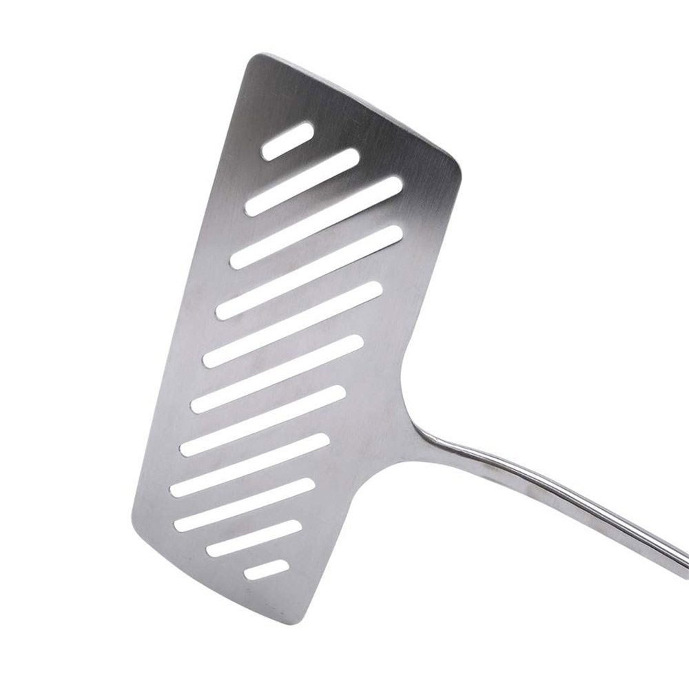 304 Stainless Steel Wide Fried Fish Spatulas Steak Shovel Fish Turner Slotted Beveled Kitchen Cooking Cookware Utensils