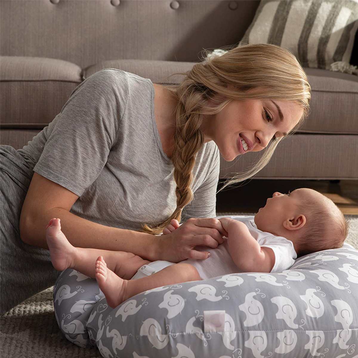thumbnail image 2 of Dock A Tot Baby Lounger For Newborns 0-24 Months - Breathable Cotton Nest For Tummy Time & Travel Portable Baby Lounger 2 of 9