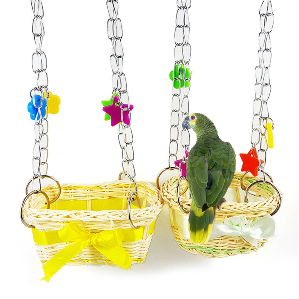 Pet Bird Parrot giocattoli per maglieria a mano uccello pappagallo letto Sling Chain amaca giocattoli gabbia pendente Decor per arrampicata e mordere