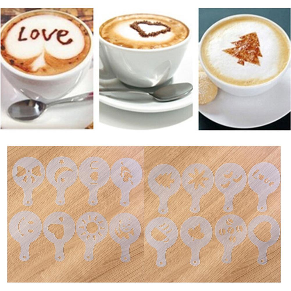 16 Pcs Koffie Stencils Koffie Latte Art Mold Fancy Koffie Tekening Sjabloon Voor Cappuccino Decoratie Plastic Mal: Default Title
