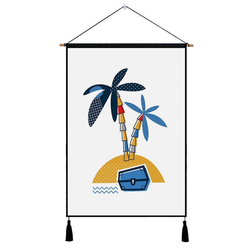 Cute Cartoon Character Nordic Tapestry Hanging Wall Picture Cotton Cloth Art Beautiful Apartment Dorm Living Room Decoration