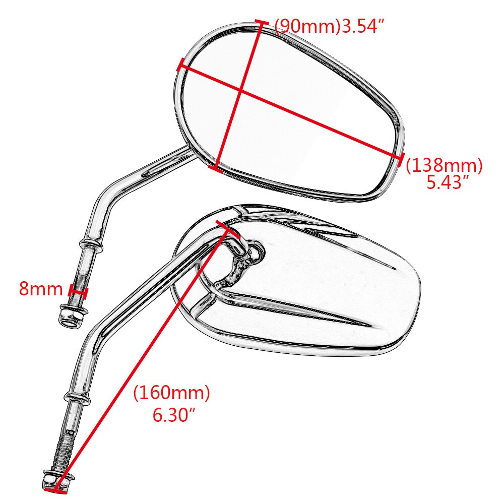 Rétroviseur de moto en métal 8mm rétroviseurs latéraux de guidon universels pour Harley Touring Road King Softail Sportster XL 883 1200