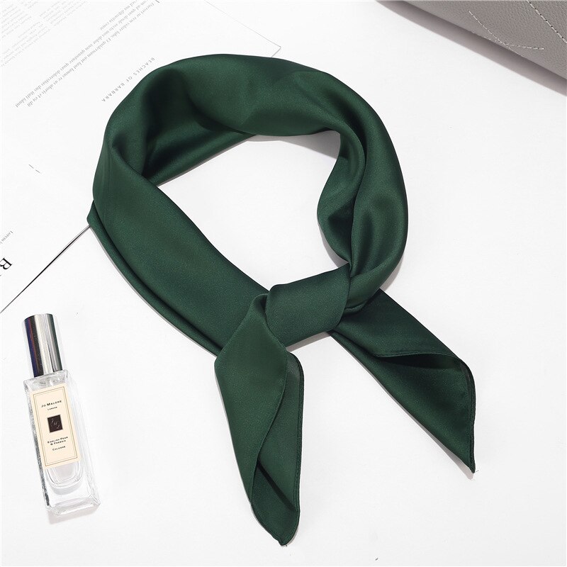 70cm effen lente herfst dames hoofddoek sjaal wikkelsjaal kantoor dame vierkante sjaals hoofd tulband bandana decoratie accessoires: Zwartgroen