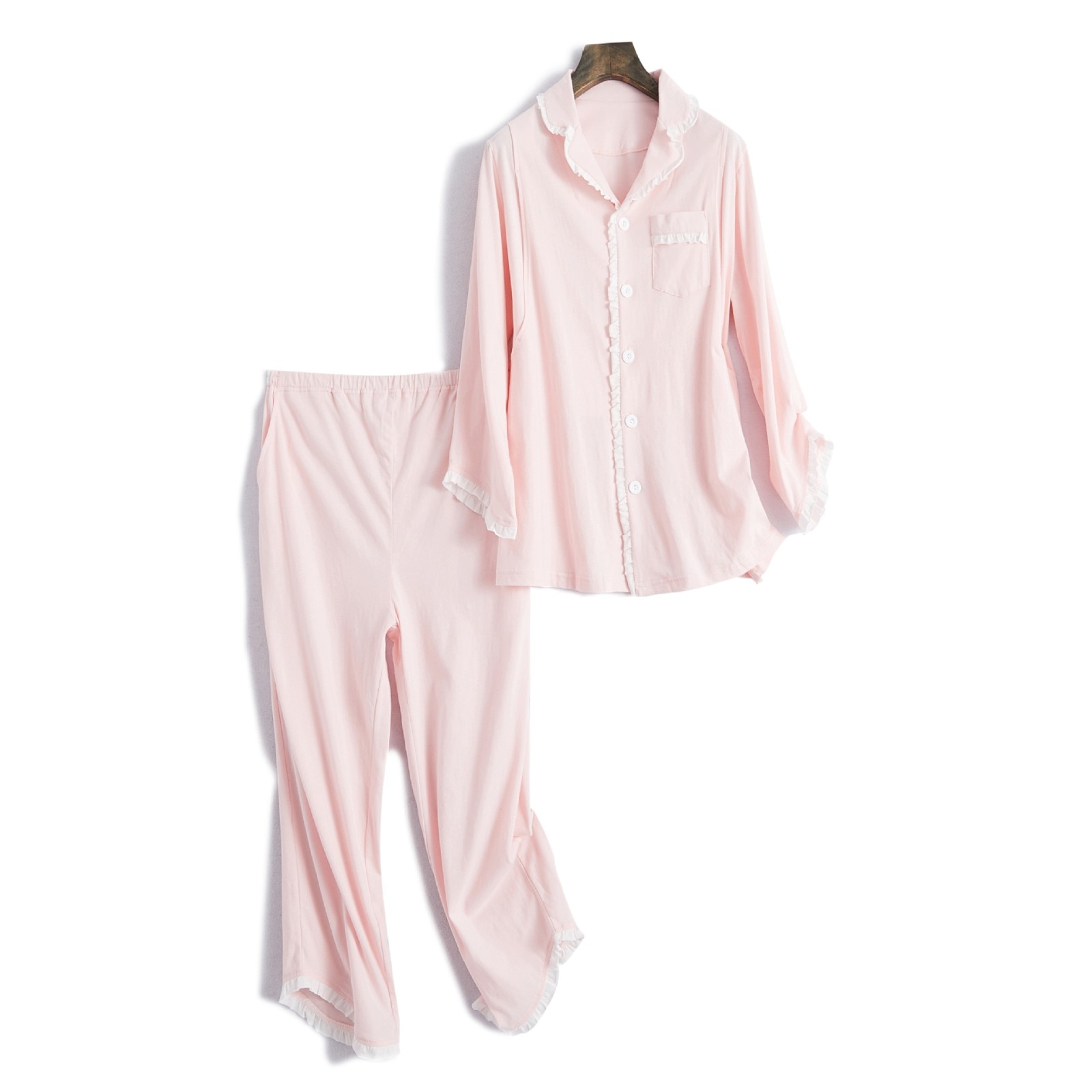 2 stk sæt gravid amme pyjamas sæt graviditet nattøj lounge kvinder barselstøj amme pyjamas sæt langærmet