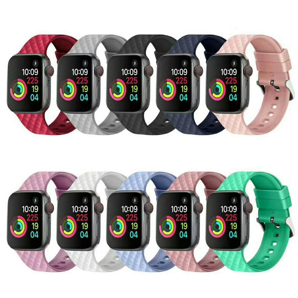Bracelet en Silicone pour Apple watch 6 se, 38mm 42mm iwatch 40mm 44mm, bracelet de ceinture à motif rhombique, iwatch série 6 5 4 3 2 1