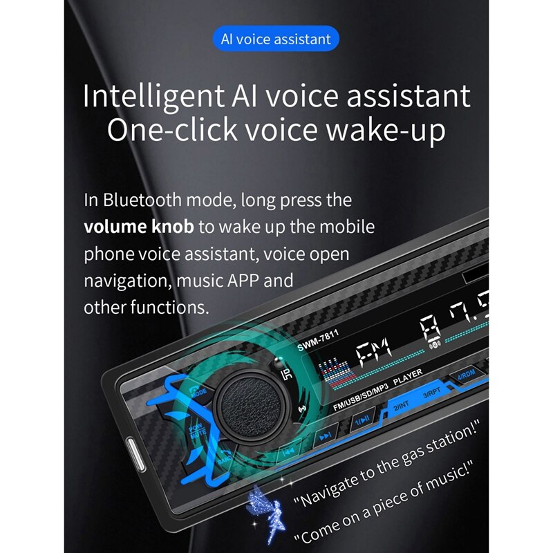 1Din Auto Mp3 Player Power-Off Geheugen Stem Assistent U Disk Card Fm Radio Bluetooth Verbinding Speler