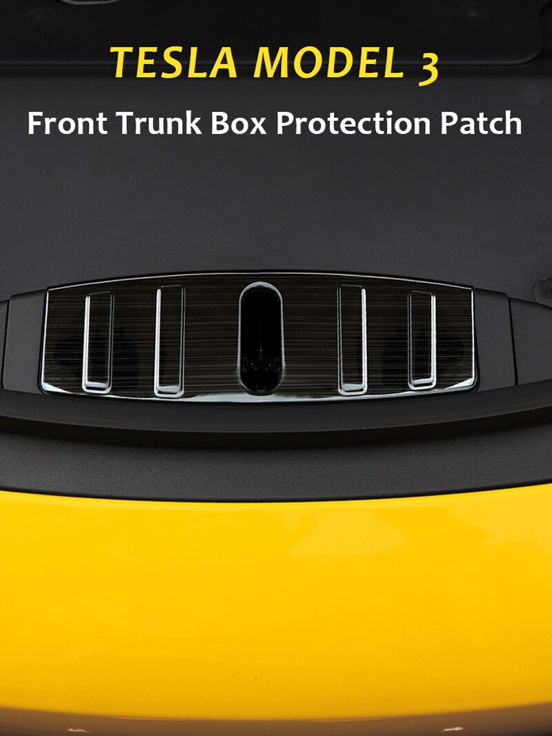 Främre motorns bagagerumslåda bagage stötfångare panel för tesla modell 3 rostfritt stål specialanpassad front box skydd