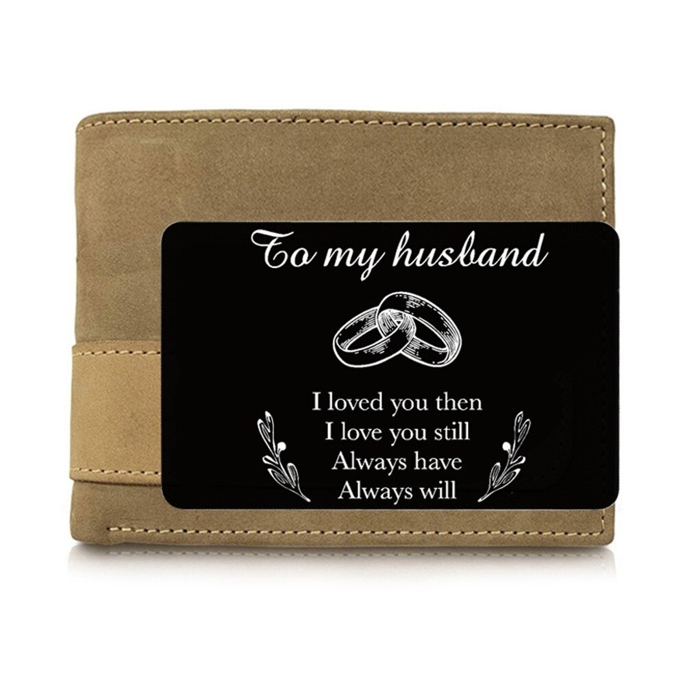 Engraved Wallet Card Wallet insert Love Note to husband Lettering greeting card Valentines day for husband