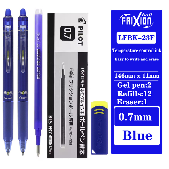 Pilot Frixion-Juego de bolígrafos de Gel borrables, repuesto Original reemplazable de 0,5/0,7mm, papelería japonesa, suministros de escritura para oficina y escuela: Plata oscura