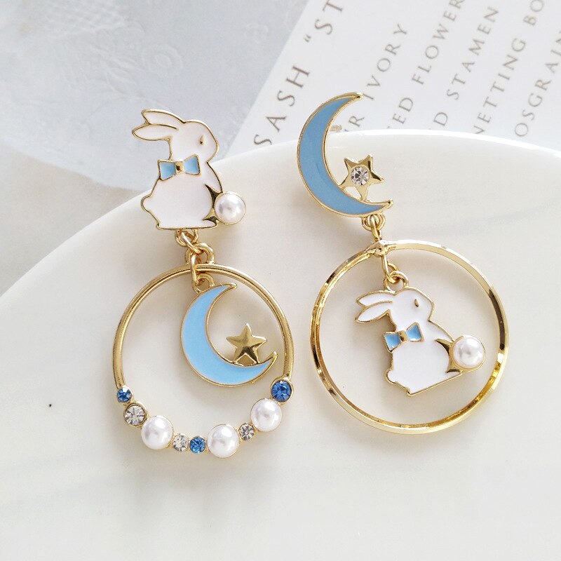 Cute Animal Cat Earrings For Women Asymmetric Kitten Pearl Earring Sweet Temperament Party Wedding Jewelry