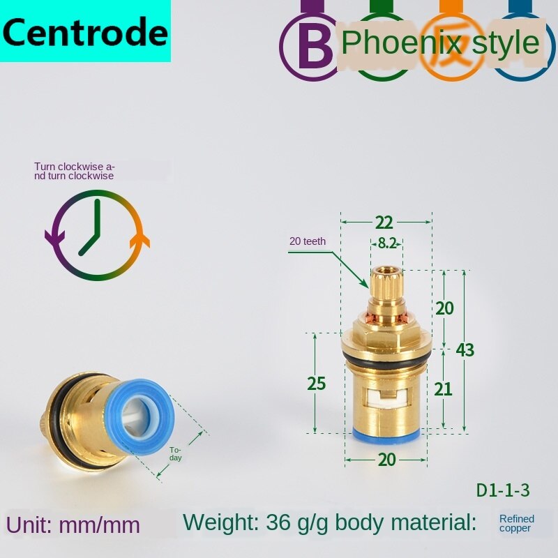 Faucet copper valve core and cold water fast opening triangle valve switch ceramic valve core copper head repair parts: Orange