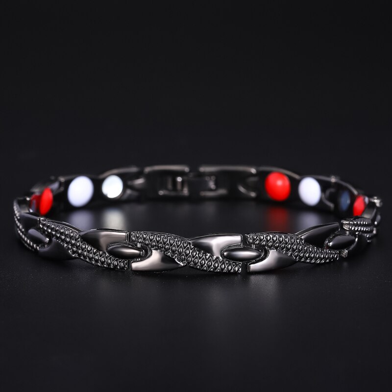 4 IN 1Dragon pattern Magnet BraceleTwisted Healthy Magnetic Women Power Therapy Magnets Bangles Power Therapy Magnets: Black