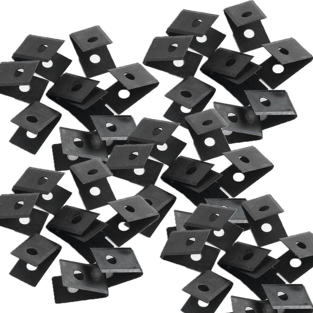 10 stk / taske malet sort mat pvc gulv vinyl svejsning rillede u knive 20 x 10mm rustfrit stål klinge slidset kniv hardware værktøj