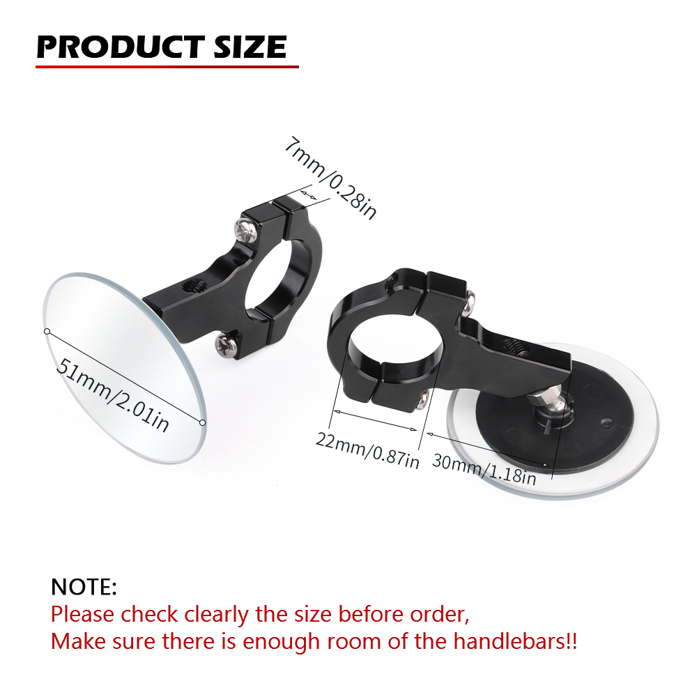 Universeller Rückspiegel, breite Sicht, konvex, Motorrad-Lenkerhalterung, hinterer Seitenspiegel, toter Winkel, randlos, 360-Grad-Drehung