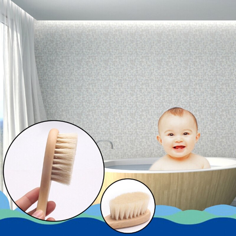 Baby Care Pure Natuurlijke Wol Baby Houten Borstel Kam Borstel Baby Haarborstel Pasgeboren Haar Borstel Zuigeling Kam Head Massager