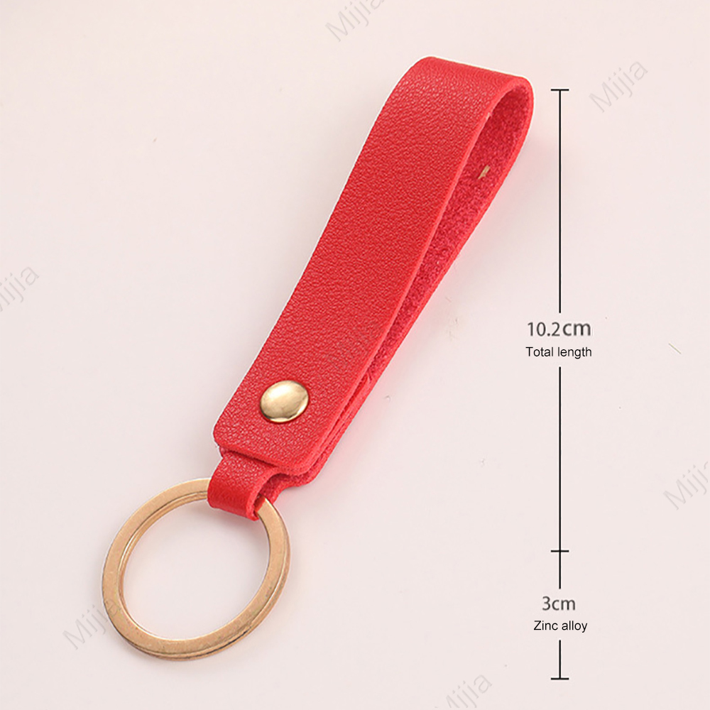 Blank PU Leather Keychain For Men Women Simple Pink Car Key Chains Metal Key Rings Business Party Wedding