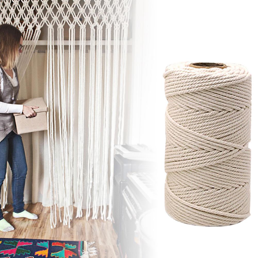Cordon en macramé naturel, Long, Flexible, en coton, blanc crème, pour la maison, décorations de noël et de mariage, 2-6mm