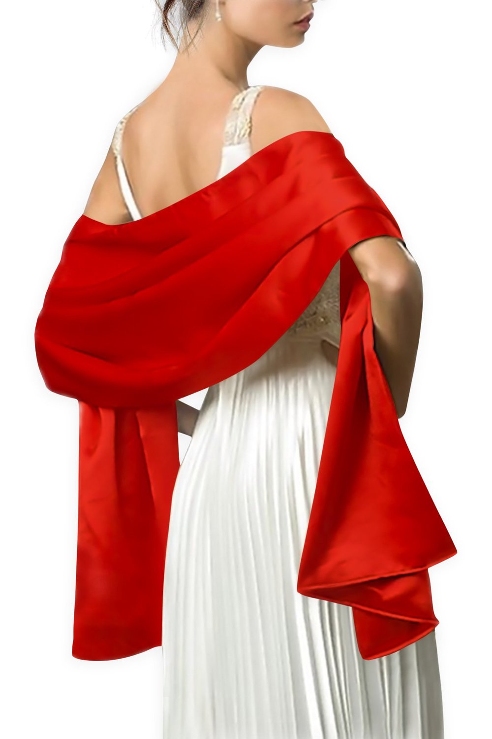 Chal de satén para mujer, chal de boda, para invierno, para graduación, Bolero, chaqueta, abrigos, No15953: Red