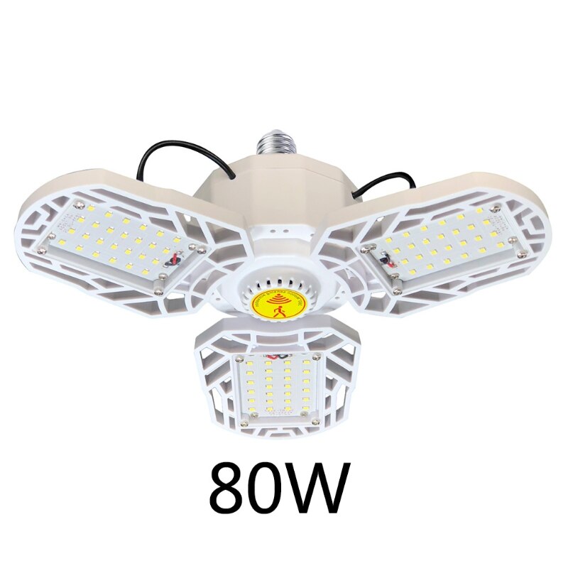 Led Garage Licht 60W Vervormbare Led Garage Plafondlamp Met 3 Verstelbare Panelen Voor Kelder Werkplaats Magazijn: White-80W