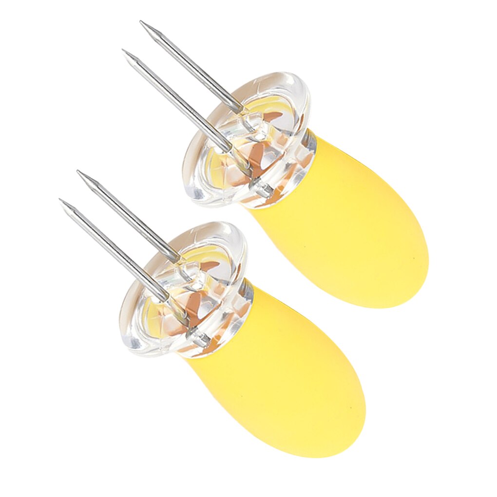 2 Stuks Vork Maïs Bbq Spies Rvs Corn Houders Maïskolven Spiesjes Fruit Vorken Barbecue Tool: 01