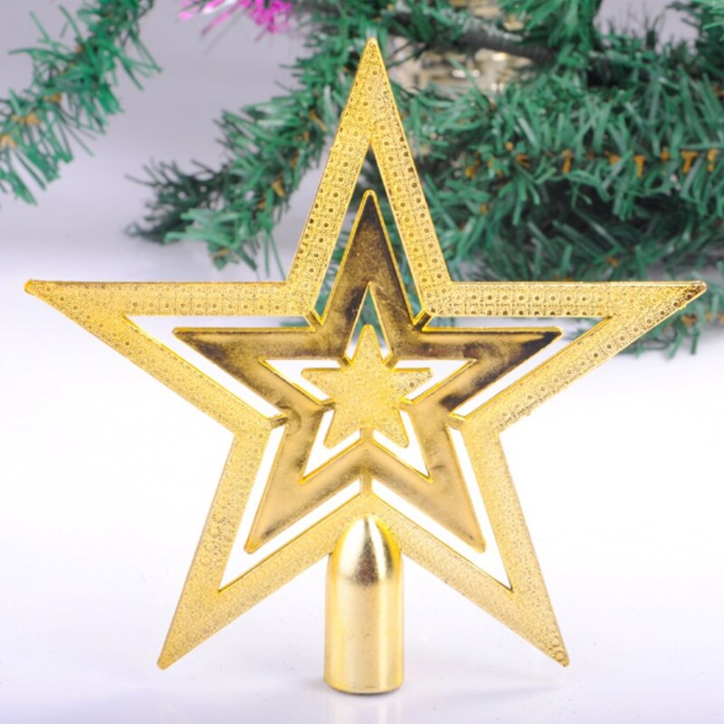 1 stuks 9.5 cm gouden ster kerstboom top deroation noel christmas decor voor thuis festival feestartikelen ornament