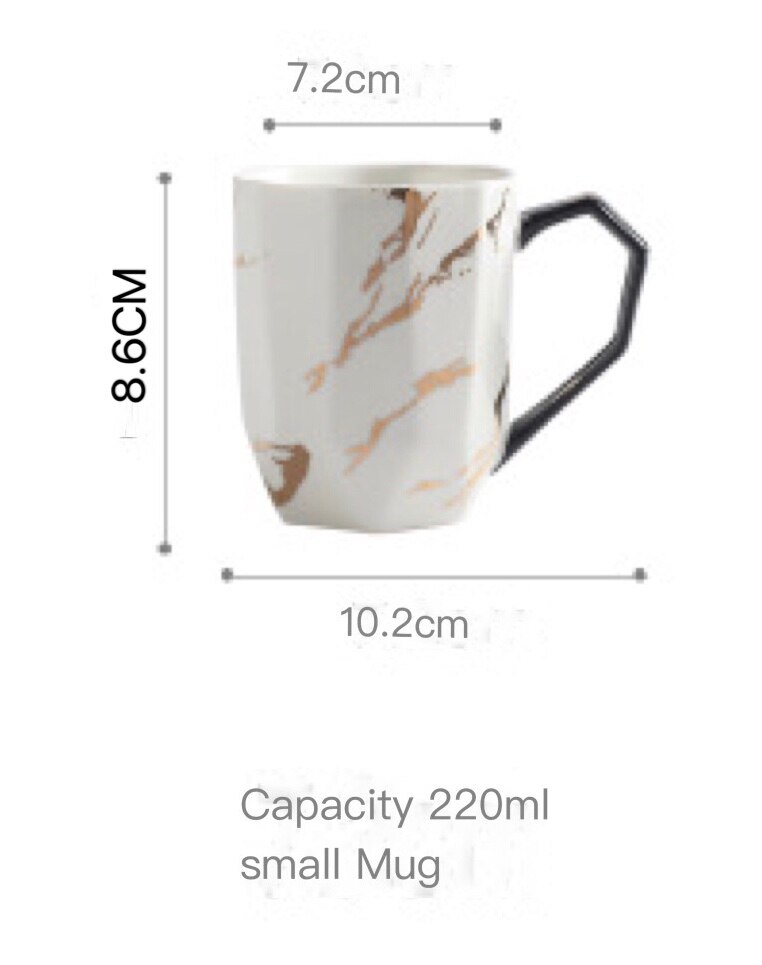 European Style Simple Black and White Marble Gold Ceramic Coffee Tea Set Hotel Household with Tray Teapot Cup Set Water Set: Small Mug