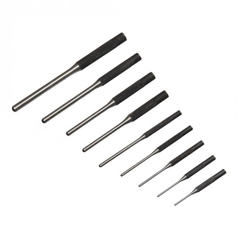 Y9RE 9 Pieces Roll Pin Punch Set Gunsmithing Kit Removing Repair Tool Standard Steel