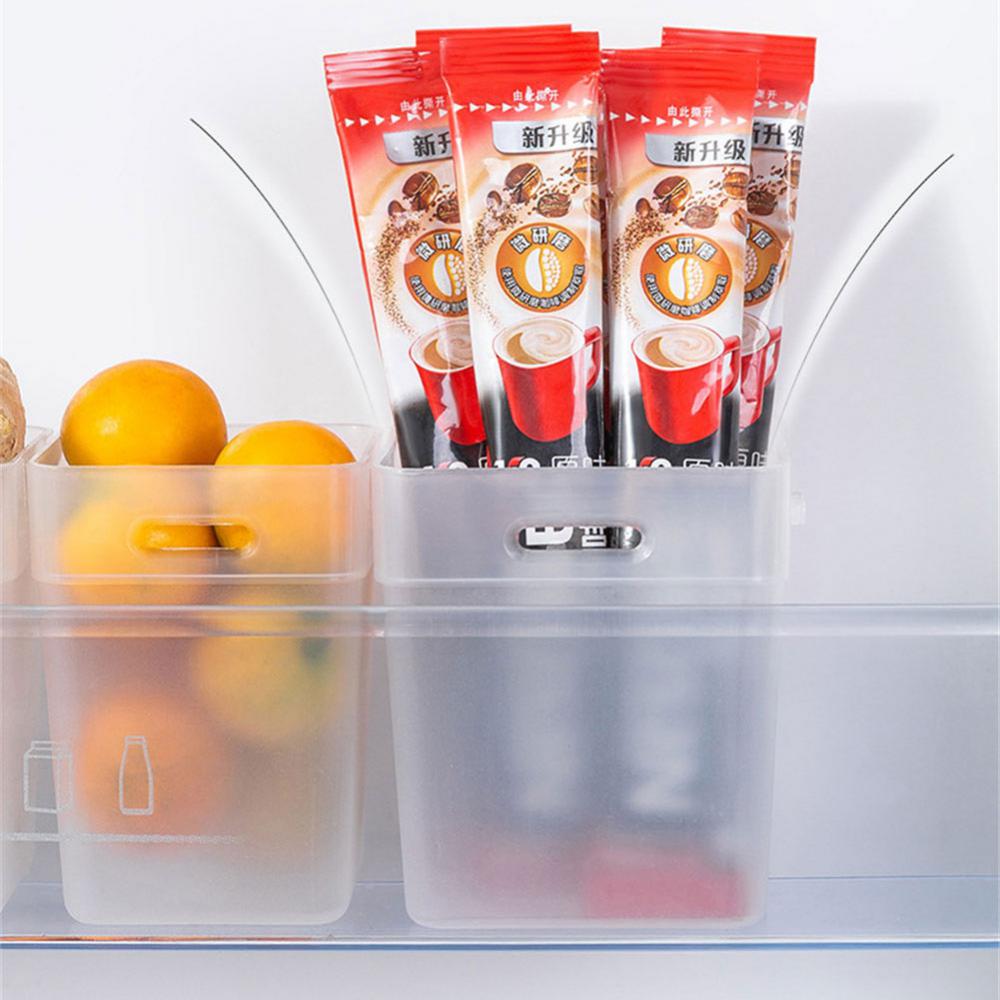 2pcs Translucent Sorting Storage Box On The Side Of Refrigerator Kitchen Seasoning Food Fruit Organizer Box With Buckle