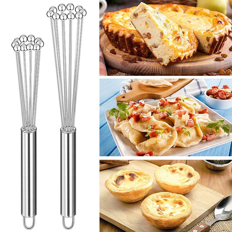 2 Stuks Rvs Bal Garde Draad Ei Whisk Set Keuken Gardes Voor Koken, Mengen, Kloppen, kloppend, Roeren